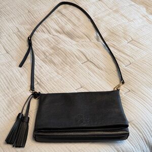 Tory Burch Black Leather Crossbody with Tassels